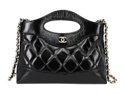 Pre-owned Chanel Women's  31 Nano Gold Cc Logo Chain Bag In Black