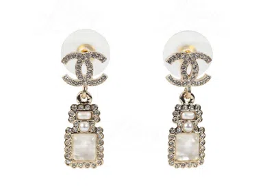 Chanel Women's  Cc Logo Crystal Perfume Bottle Earrings In Gold (ab7272)