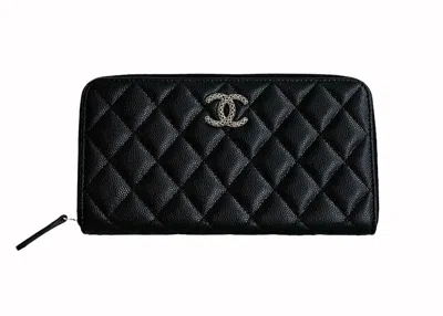 Pre-owned Chanel Women's  Cc Long Zipped Wallet In Black (ap3181)