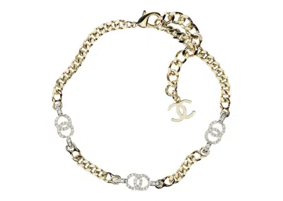 Pre-owned Chanel Women's  Choker Necklace Ab8287 In Gold/silver/crystal
