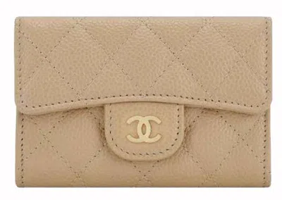 Pre-owned Chanel Women's  Classic Card Holder In Beige (ap0214)