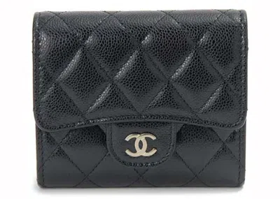 Pre-owned Chanel Women's  Classic Small Flap Trifold Wallet In Black (ap0229)