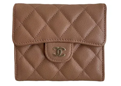 Pre-owned Chanel Women's  Classic Small Flap Wallet In Beige (ap0231)