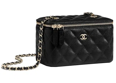 Pre-owned Chanel Women's  Classic Vanity 22c Bag With Chain In Black