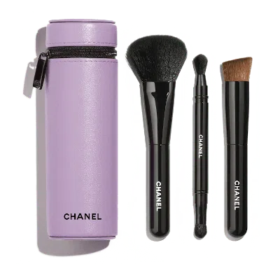 Pre-owned Chanel Women's  Codes Couleur Limitededition Collection Of 3 Essential Brushes In 135/immortelle