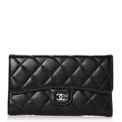 Pre-owned Chanel Women's  Flap Wallet Quilted Diamond Large In Black