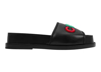Pre-owned Chanel Women's  Logo Mule Sandal Leather Sneakers In Black