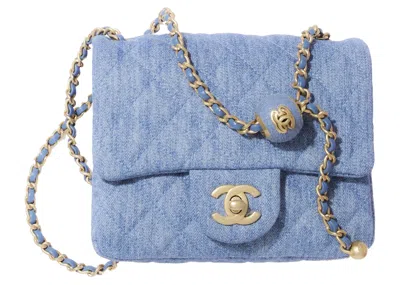 Pre-owned Chanel Women's  Mini Flap Bag In Denim Blue