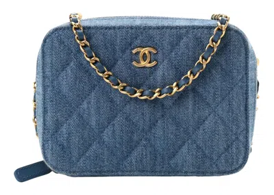 Pre-owned Chanel Women's  Pearl Crush Denim Camera Bag In Blue (ap2463/b07306/ng353)