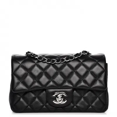Pre-owned Chanel Women's  Rectangular Flap Quilted Diamond Mini In Black
