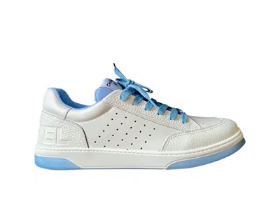 Pre-owned Chanel Women's  Runner Tennis Sneakers In White/light Blue