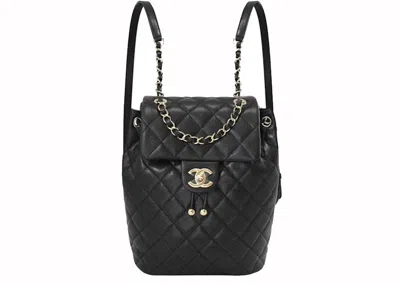 Pre-owned Chanel Women's  Small 23s Grained Calfskin Backpack In Black (as4058)