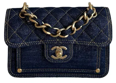Pre-owned Chanel Women's  Small Denim Messenger In Blue (as4051)