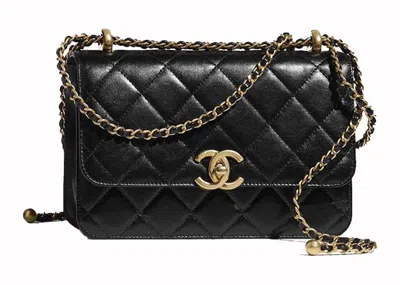 Pre-owned Chanel Women's  Small Size 24c Flap Bag With Adjustable Strap In Black (as2649)