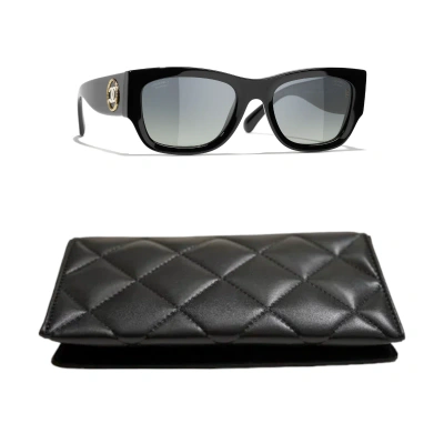 Pre-owned Chanel Women's  Sunglasses Ch5506 C 622/s8, Black-gray Polarized Gradient Lens
