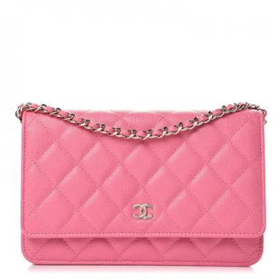 Pre-owned Chanel Women's  Wallet On Chain Caviar In Pink