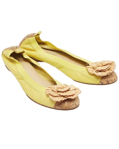 Pre-owned Chanel Women's Cork & Leather Flat, Size 41 (authentic )