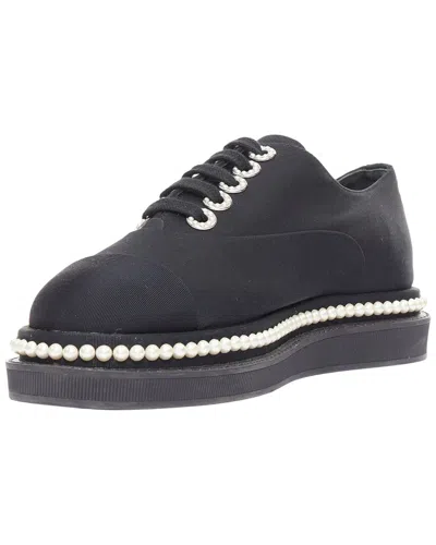 Pre-owned Chanel Women's Cotton Pearl Trim Oxford (authentic Pre-loved)