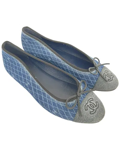 Chanel Women's Denim Cc Interlocking Logo Quilted Ballet Flat (authentic Pre-  Loved) In Multi