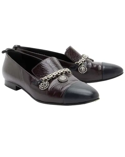 Pre-owned Chanel Women's Leather Cc Charm Cap Toe Loafer (authentic Pre-loved)