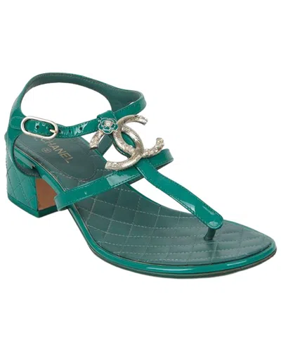 Pre-owned Chanel Women's Leather Cc Logo Strap Sandal (authentic Pre-loved)