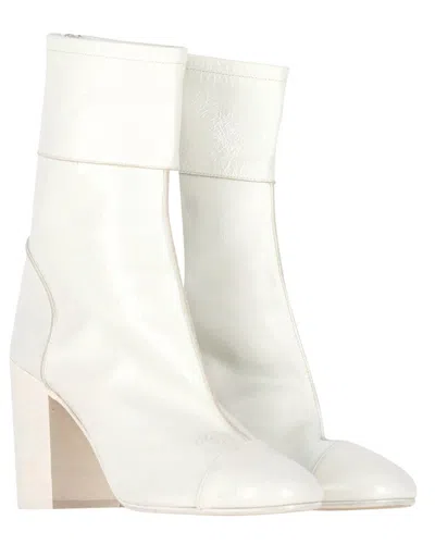 Pre-owned Chanel Women's Leather Cc Low Heel Bootie (authentic Pre-loved)