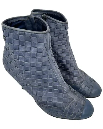 Pre-owned Chanel Women's Leather Cc Woven Accent Bootie (authentic Pre-loved)