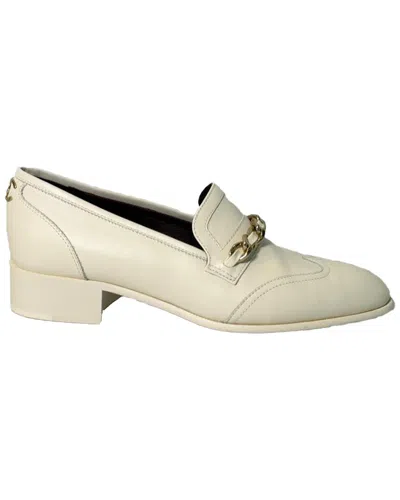 Pre-owned Chanel Women's Leather Chain Accent Wingtip Loafer (authentic Pre-loved)