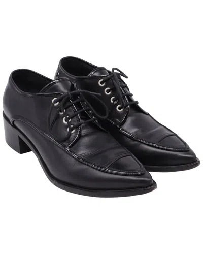 Pre-owned Chanel Women's Leather Lace-up Pointed-toe Oxford (authentic Pre-loved)