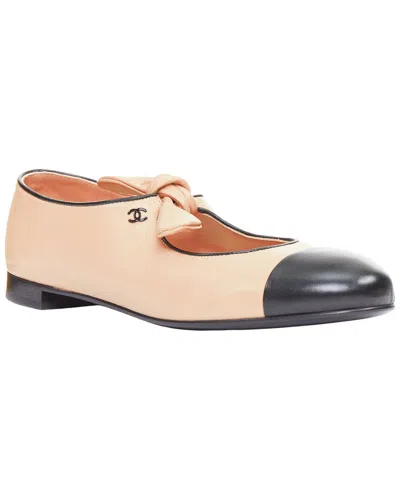 Pre-owned Chanel Women's Leather Ribbon Flat (authentic Pre-loved)