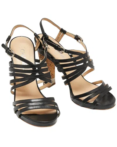 Pre-owned Chanel Women's Leather Sandal, Size 40.5 (authentic )