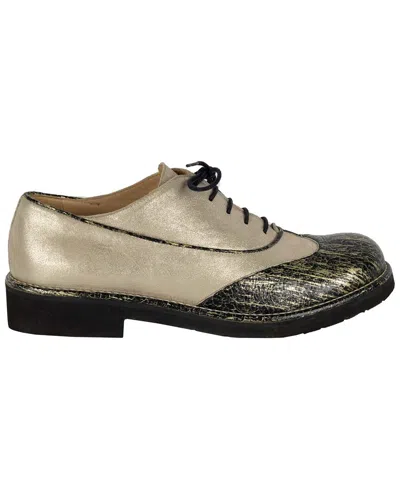 Pre-owned Chanel Women's Leather Two-tone Shimmer Lace-up Oxford - '10s (authentic Pre-loved)