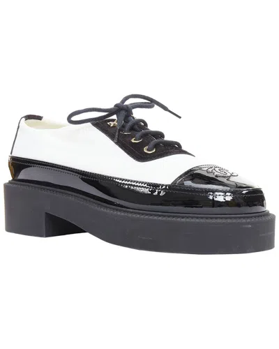 Pre-owned Chanel Women's Nylon Patent Trim Cc Brogue Creeper (authentic Pre-loved)