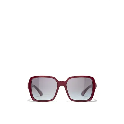 Pre-owned Chanel Womens Red Square-frame Sunglasses
