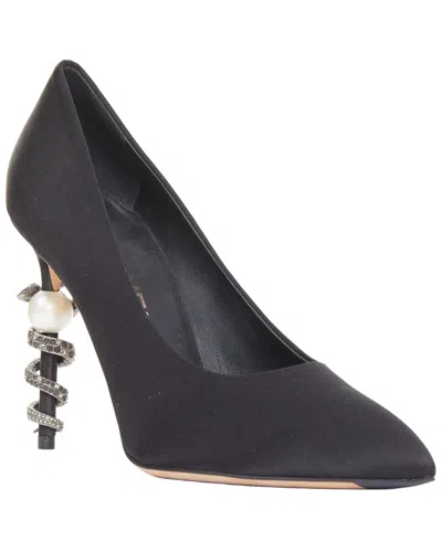 Pre-owned Chanel Women's Satin Serpent Pearl Cc Heel Pump (authentic Pre-loved)