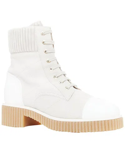 Pre-owned Chanel Women's Suede Cc Quilted Combat Boot (authentic Pre-loved)