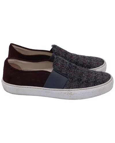 Pre-owned Chanel Women's Tweed Cc Tweed Slip-on Sneaker
