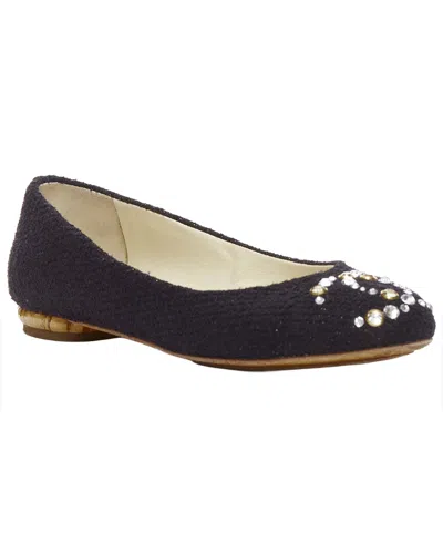 Pre-owned Chanel Women's Tweed Crystal Logo Flat (authentic Pre-loved)