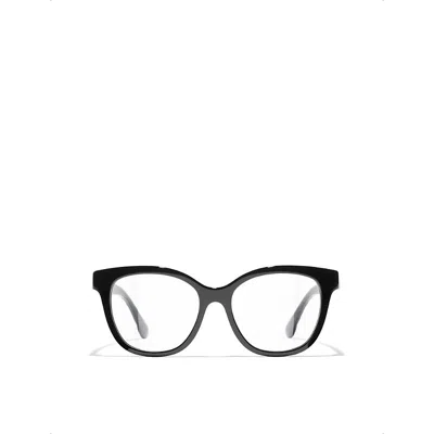 Pre-owned Chanel Womens Black Ch3442 Pillow-frame Acetate Glasses