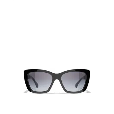 Pre-owned Chanel Womens Black Ch5476q Square-frame Acetate Sunglasses