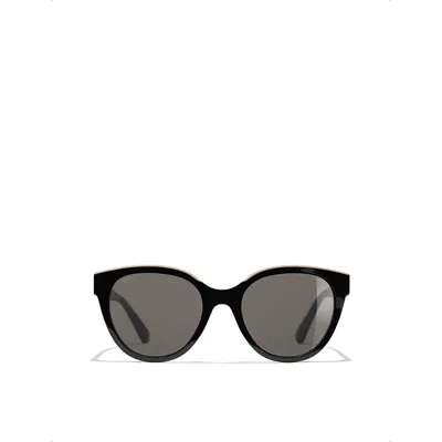 Pre-owned Chanel Womens Black Butterfly Sunglasses