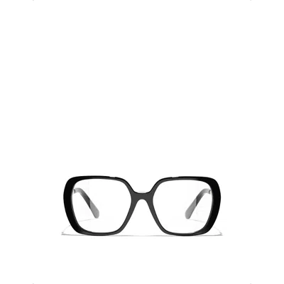 Pre-owned Chanel Womens Black Ch3462 Square-frame Acetate Eyeglasses