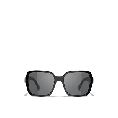 Pre-owned Chanel Womens Black Square Sunglasses