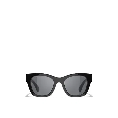 Pre-owned Chanel Womens Black Ch5478 Square-frame Acetate Sunglasses