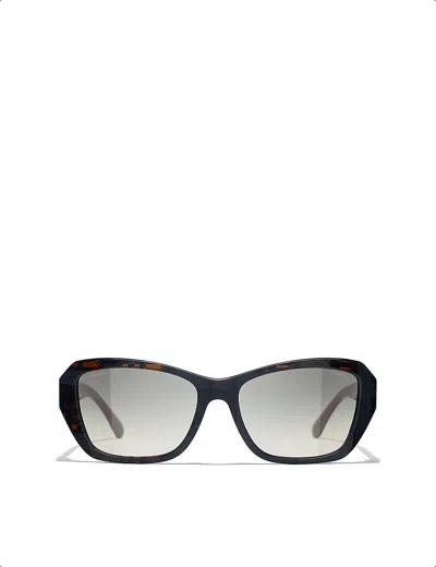 Pre-owned Chanel Womens Black Ch5516 Butterfly-shape Acetate Sunglasses
