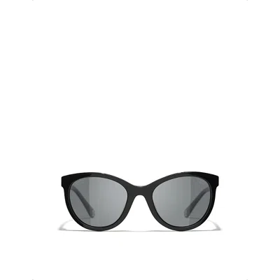 Pre-owned Chanel Womens Black Ch5523u Pantos-frame Acetate Sunglasses