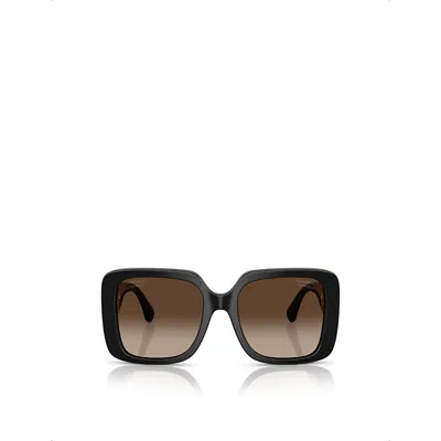 Pre-owned Chanel Womens Black Ch5532 Polarised Square-frame Acetate Sunglasses