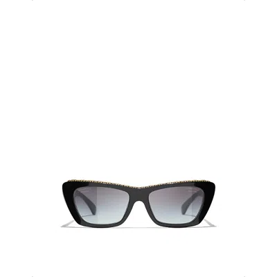 Pre-owned Chanel Womens Black Ch5540 Butterfly-frame Acetate Sunglasses