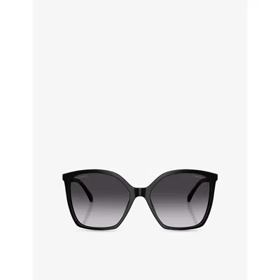 Pre-owned Chanel Womens Black Ch5546q Square-frame Acetate Sunglasses