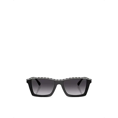 Pre-owned Chanel Womens Black Ch5548q Rectangle-frame Acetate And Leather Sunglasses